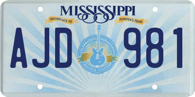 MS license plate AJD981