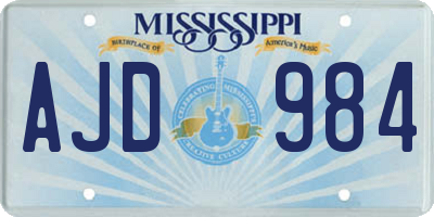 MS license plate AJD984