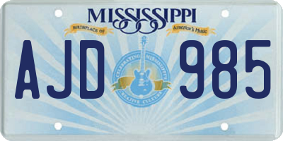 MS license plate AJD985