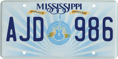 MS license plate AJD986