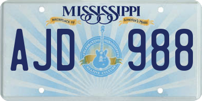 MS license plate AJD988