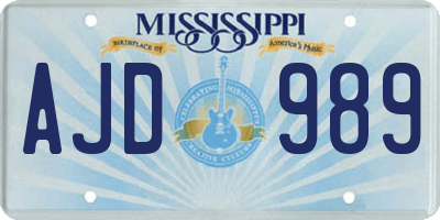 MS license plate AJD989