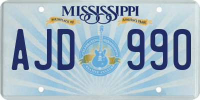 MS license plate AJD990