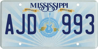 MS license plate AJD993