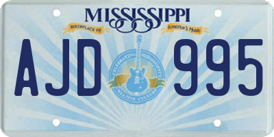 MS license plate AJD995