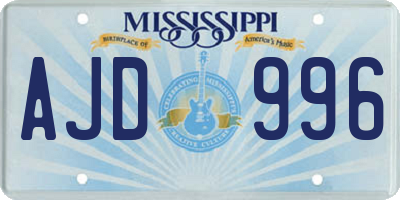 MS license plate AJD996