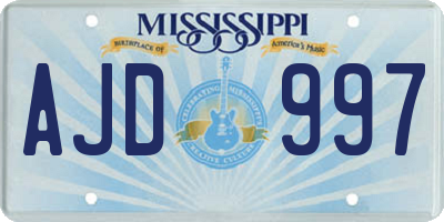 MS license plate AJD997