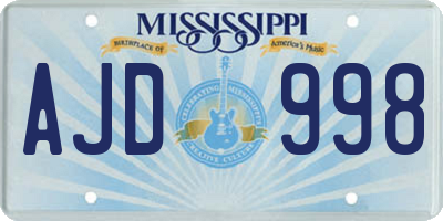 MS license plate AJD998
