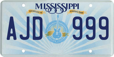 MS license plate AJD999