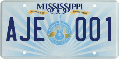 MS license plate AJE001