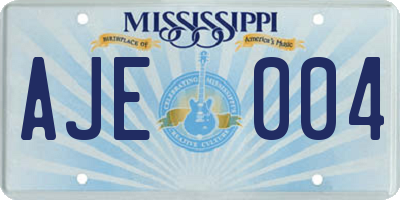 MS license plate AJE004