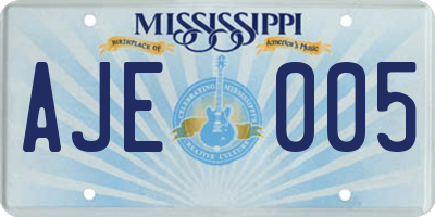 MS license plate AJE005
