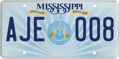 MS license plate AJE008