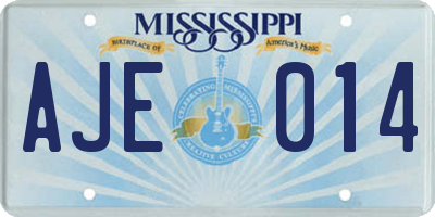 MS license plate AJE014