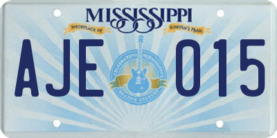 MS license plate AJE015