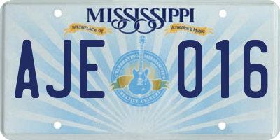 MS license plate AJE016