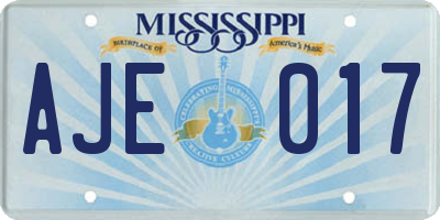 MS license plate AJE017