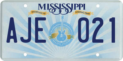 MS license plate AJE021