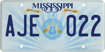 MS license plate AJE022