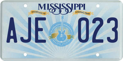 MS license plate AJE023