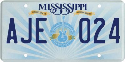 MS license plate AJE024