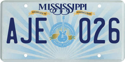 MS license plate AJE026