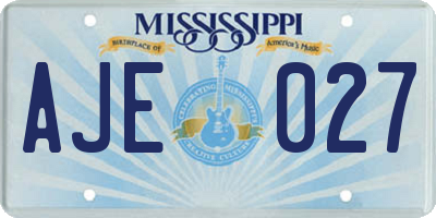 MS license plate AJE027