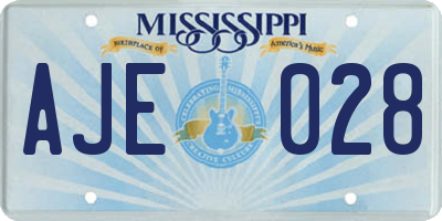 MS license plate AJE028
