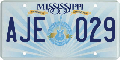 MS license plate AJE029