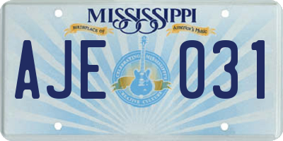 MS license plate AJE031