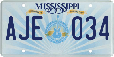 MS license plate AJE034