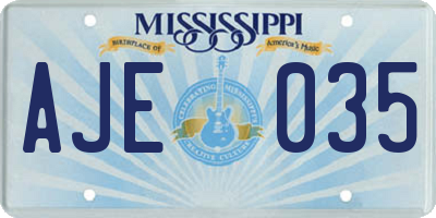 MS license plate AJE035