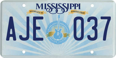 MS license plate AJE037