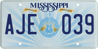 MS license plate AJE039