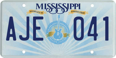 MS license plate AJE041