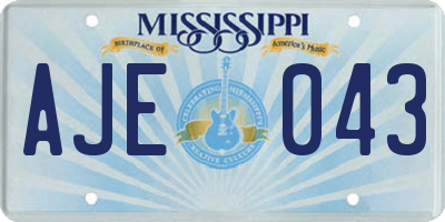 MS license plate AJE043