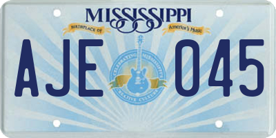 MS license plate AJE045
