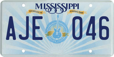 MS license plate AJE046