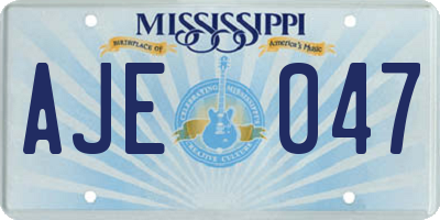 MS license plate AJE047