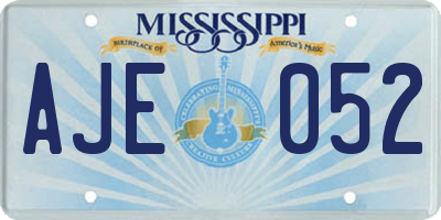 MS license plate AJE052