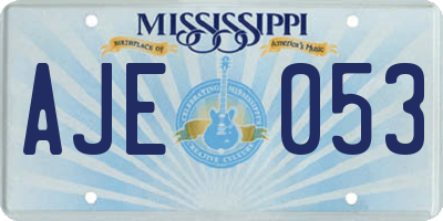 MS license plate AJE053