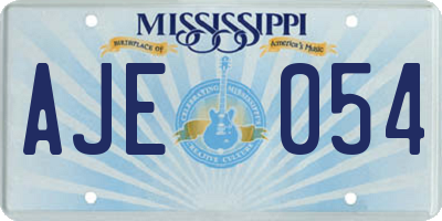 MS license plate AJE054