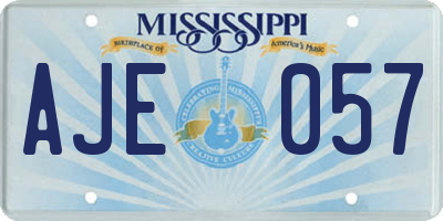 MS license plate AJE057