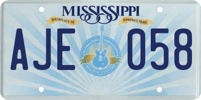 MS license plate AJE058