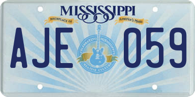 MS license plate AJE059