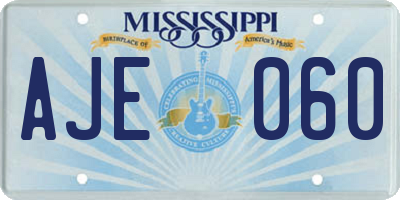 MS license plate AJE060
