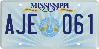 MS license plate AJE061