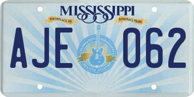 MS license plate AJE062