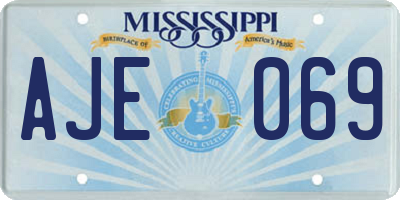 MS license plate AJE069
