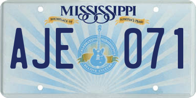 MS license plate AJE071